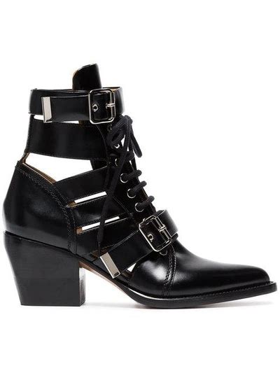 Chloé Rylee Buckle Cutout Leather Boots on SALE 